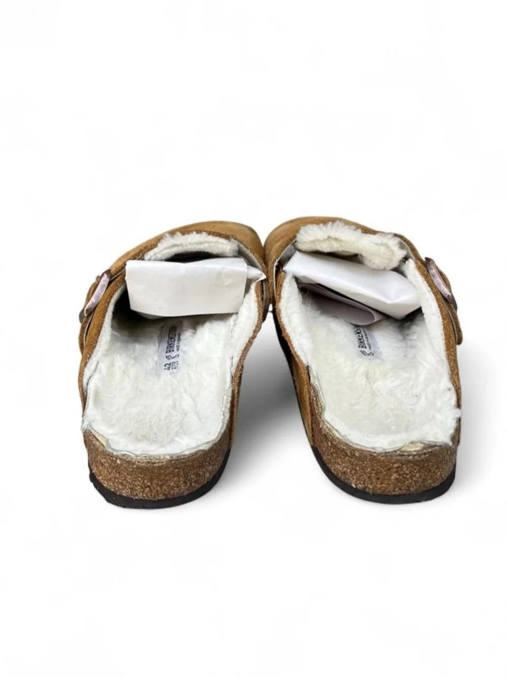 Birkenstock Boston Shearling Mink Brown Suede Clogs EU 42 US Mens 9 Womens 11 R